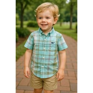Vineyard Vines Toddler Andros Blue Madras Shirt - Size 2T - NWT 🌊 🐳
